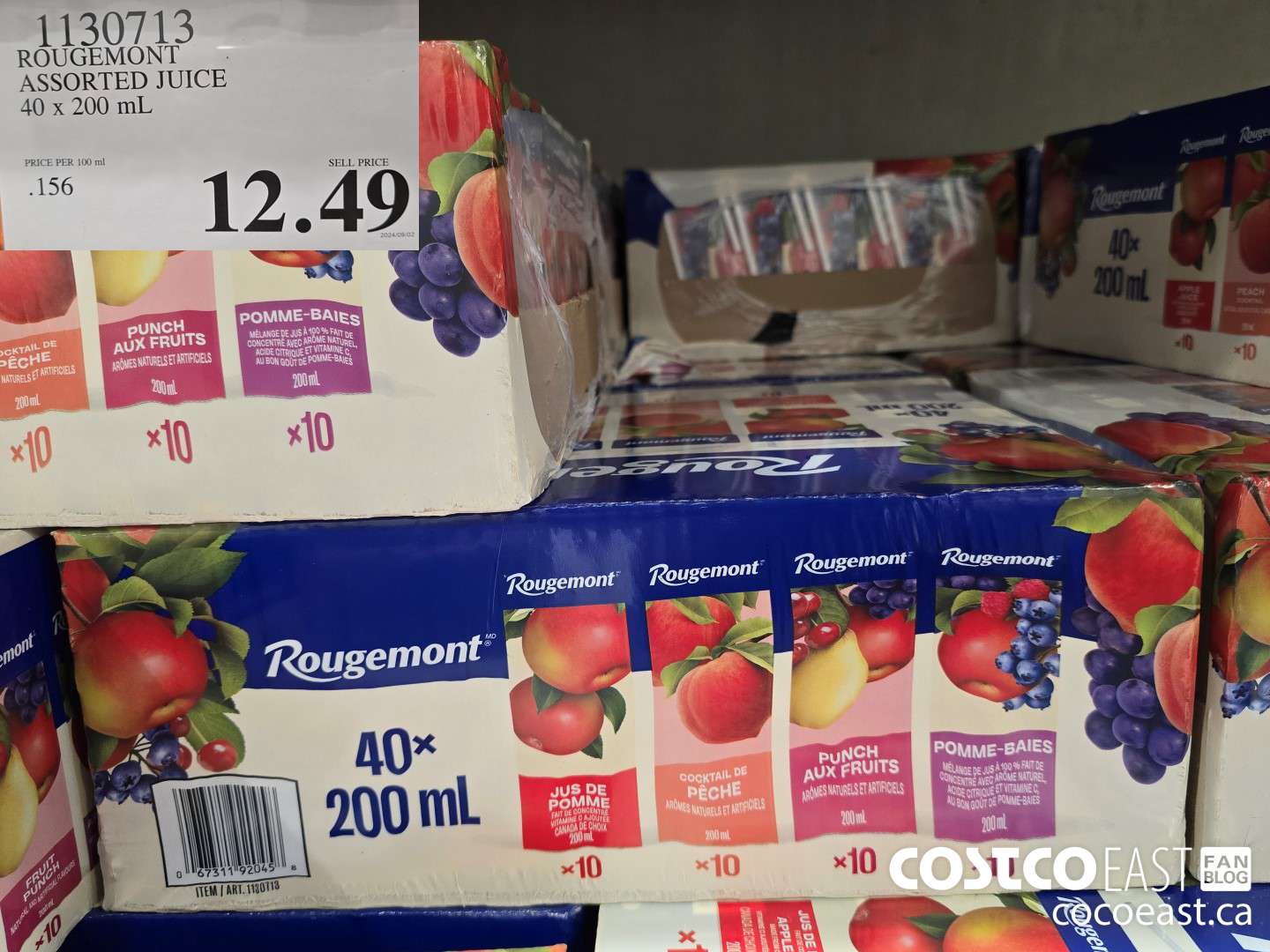 1130713 ROUGEMONT ASSORTED JUICE 40 X 200 ML $12.49