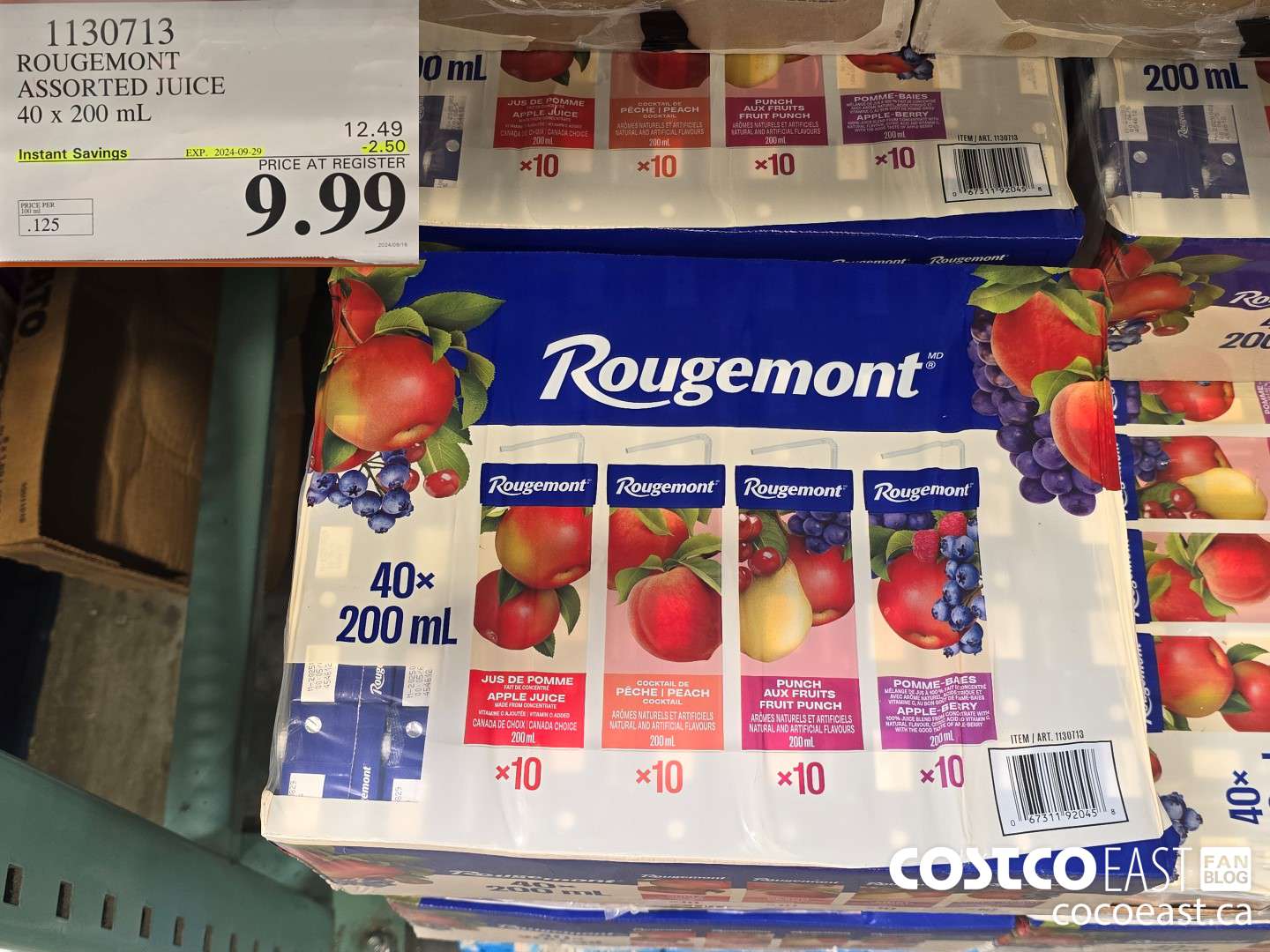 1130713 ROUGEMONT ASSORTED JUICE 40 X 200 ML ($2.50 INSTANT SAVINGS EXPIRES ON 2024-09-29) $9.99