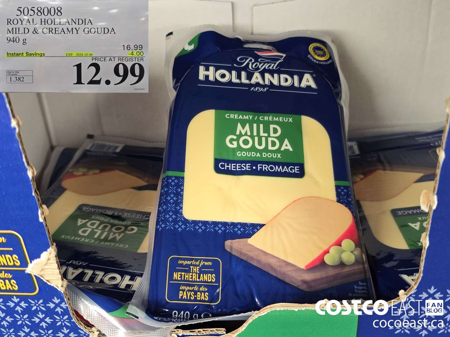 5058008 ROYAL HOLLANDIA MILD & CREAMY GOUDA 940 G ($4.00 INSTANT SAVINGS EXPIRES ON 2024-10-06) $12.99