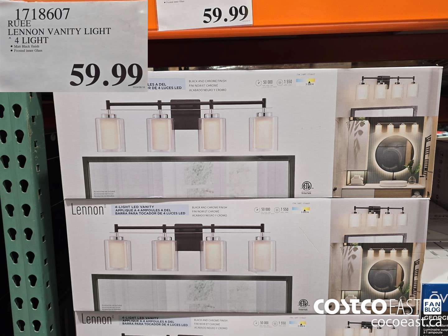 1718607 RUEE LENNON VANITY LIGHT 4 LIGHT $59.99