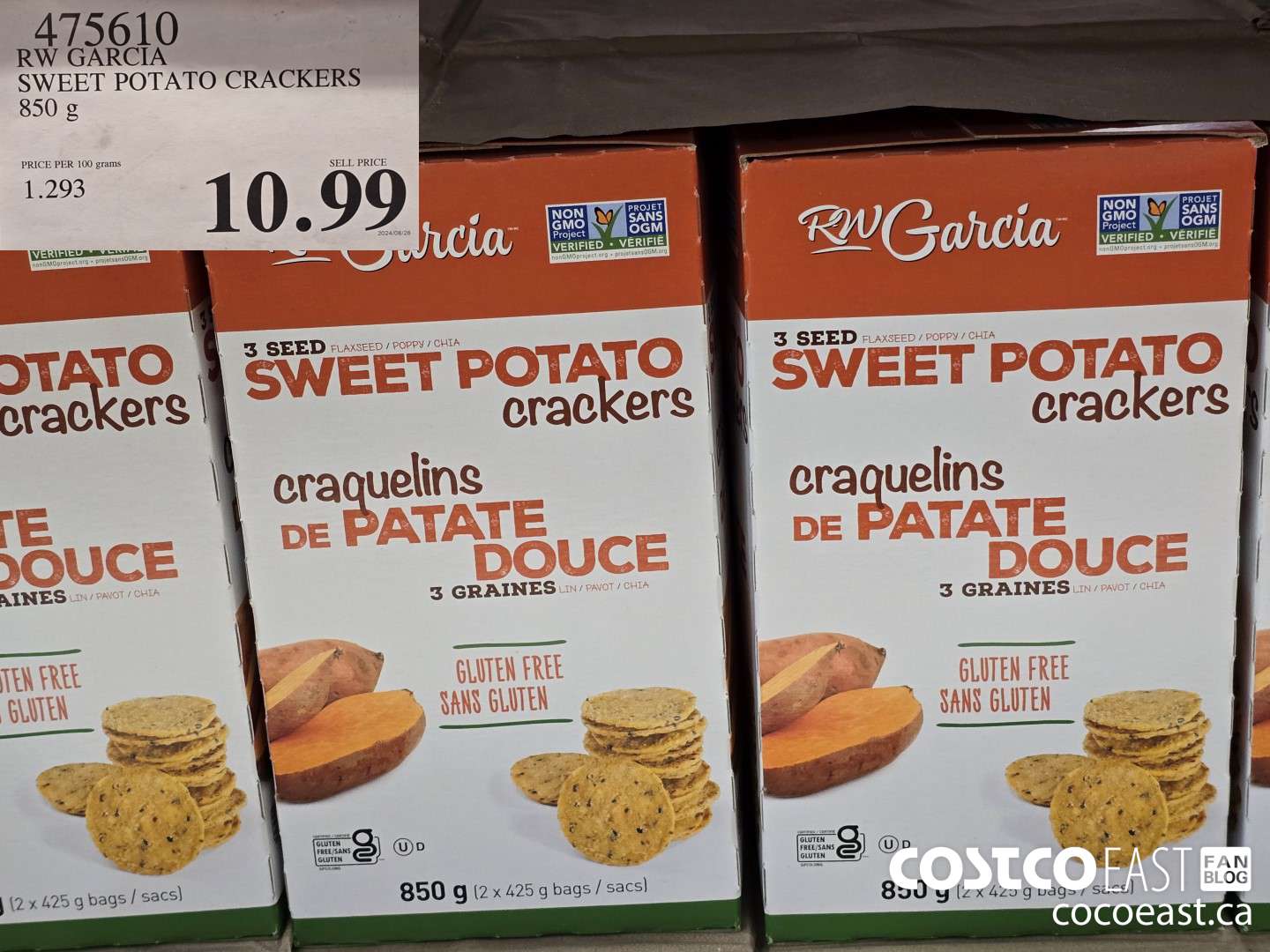 475610 RW GARCIA SWEET POTATO CRACKERS 850 G $10.99