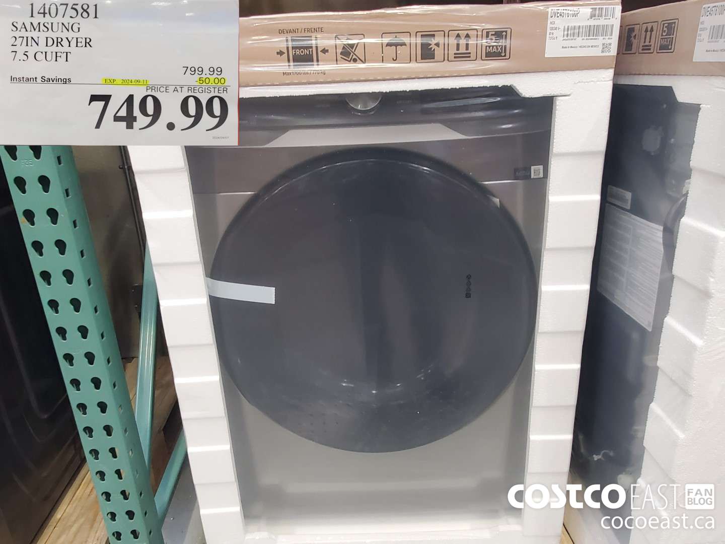 1407581 SAMSUNG 27IN DRYER 7.5 CUFT ($50.00 INSTANT SAVINGS EXPIRES ON 2024-09-11) $749.99