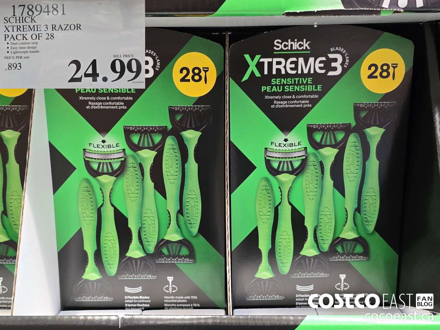 1789481 SCHICK XTREME 3 RAZOR PACK OF 28 $24.99