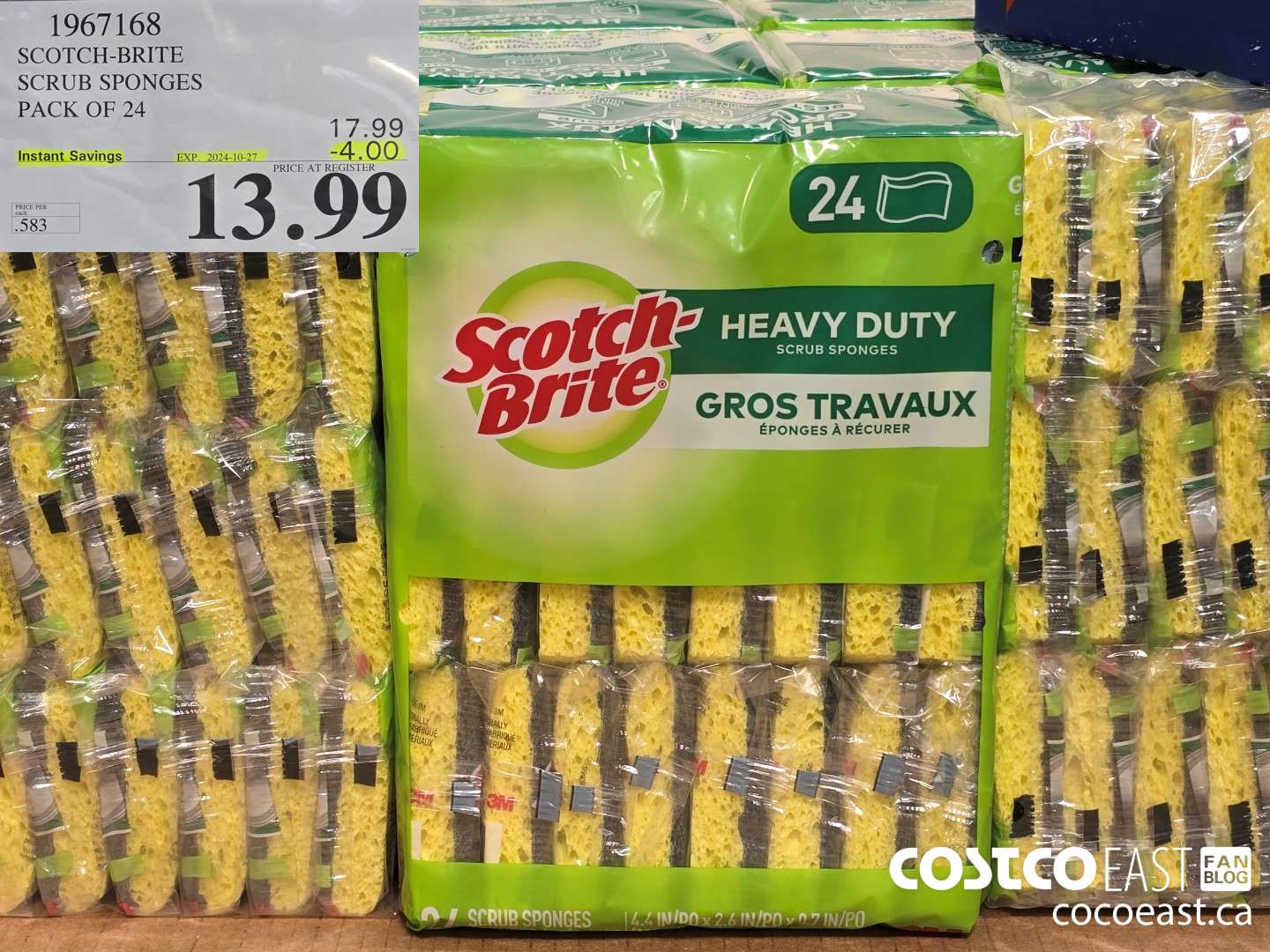 1967168 SCOTCH-BRITE SCRUB SPONGES PACK OF 24 ($4.00 INSTANT SAVINGS EXPIRES ON 2024-10-27) $13.99