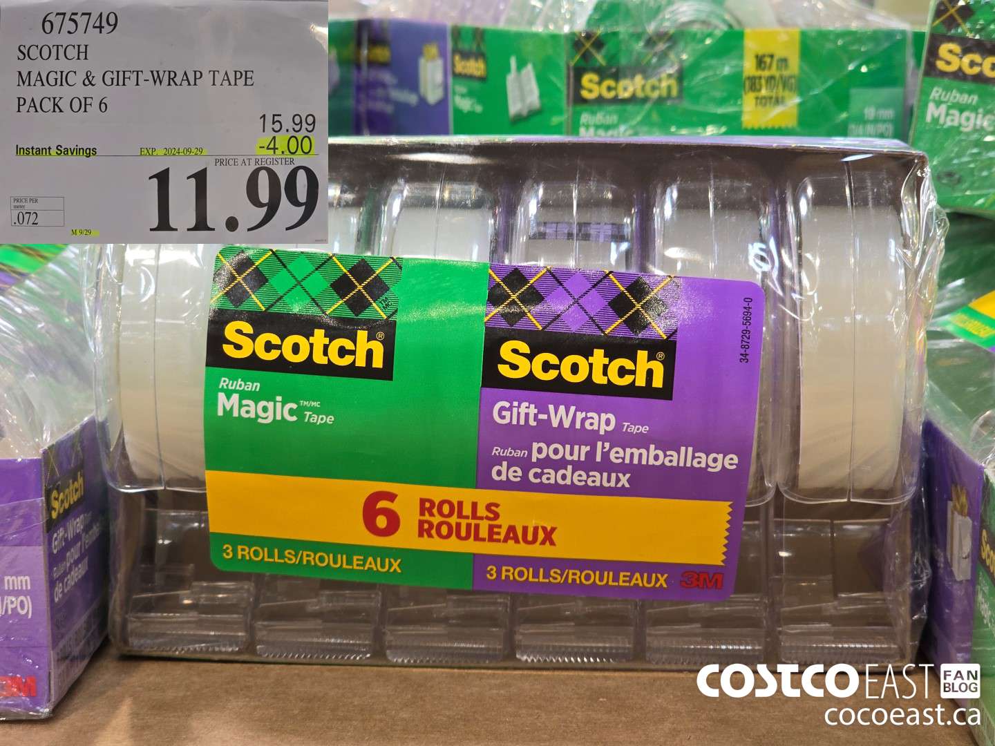 675749 SCOTCH MAGIC & GIFT-WRAP TAPE PACK OF 6 ($4.00 INSTANT SAVINGS EXPIRES ON 2024-09-29) $11.99