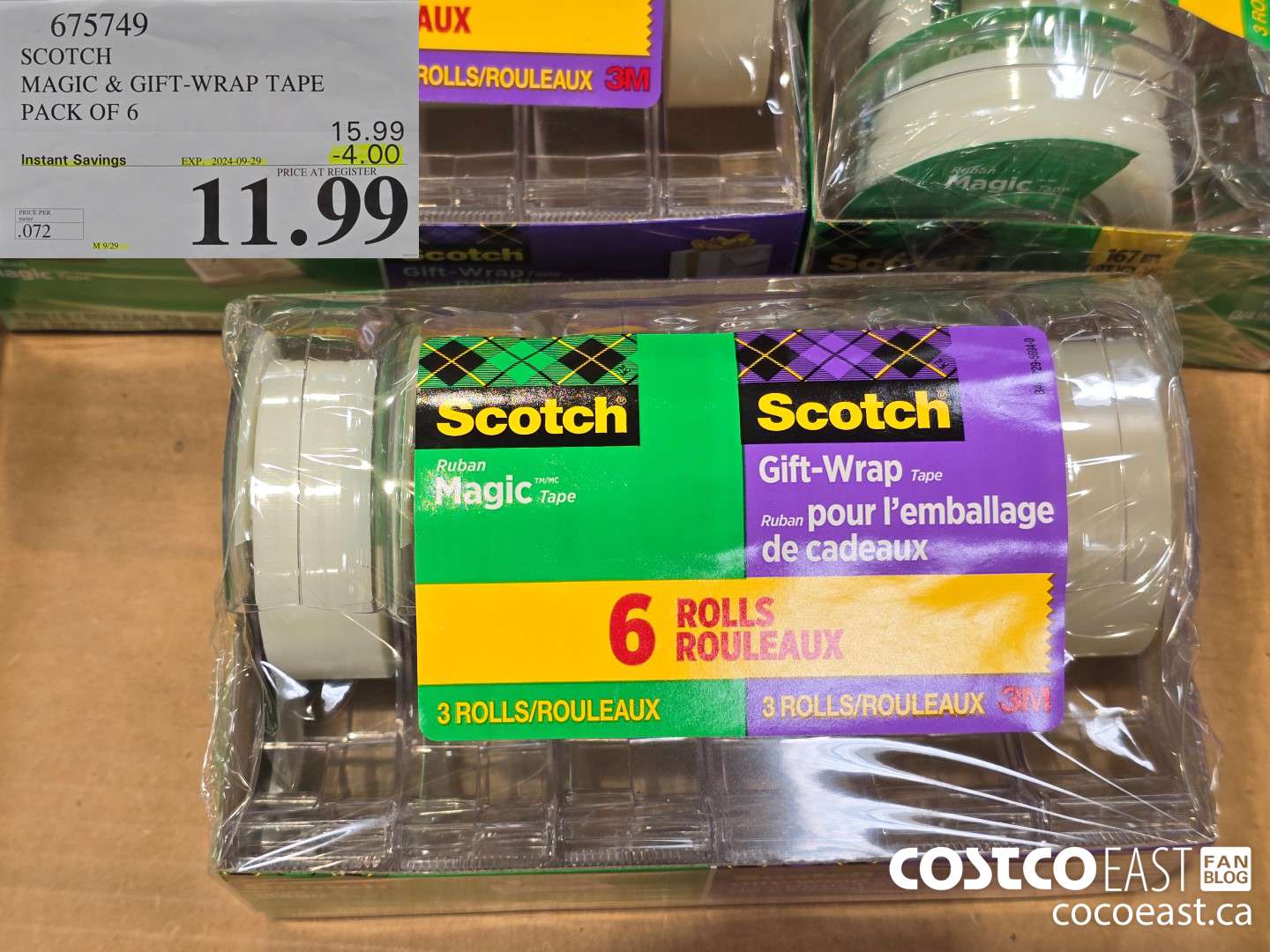 675749 SCOTCH MAGIC & GIFT-WRAP TAPE PACK OF 6 ($4.00 INSTANT SAVINGS EXPIRES ON 2024-09-29) $11.99