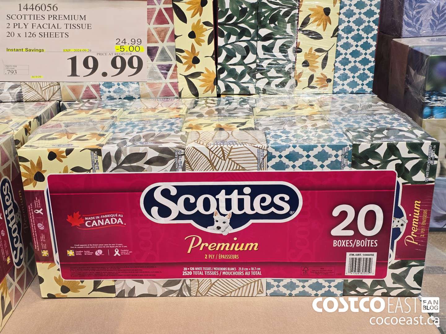 1446056 SCOTTIE PREMIUM 2 PLY FACIAL TISSUES 20 x 126 sheets ($5.00 INSTANT SAVINGS EXPIRES ON 2024-09-29) $19.99