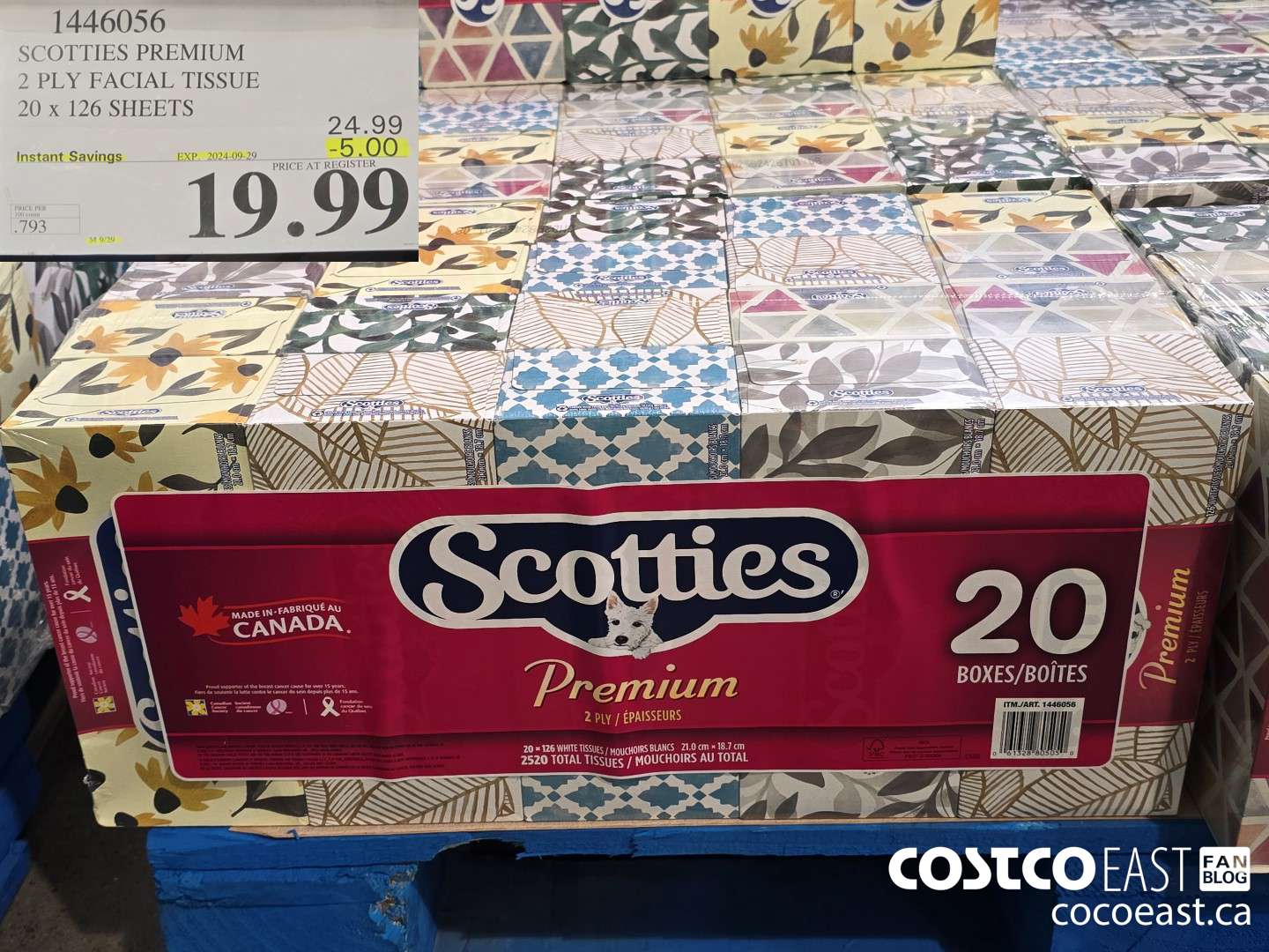 1446056 SCOTTIE PREMIUM 2 PLY FACIAL TISSUES 20 x 126 sheets ($5.00 INSTANT SAVINGS EXPIRES ON 2024-09-29) $19.99