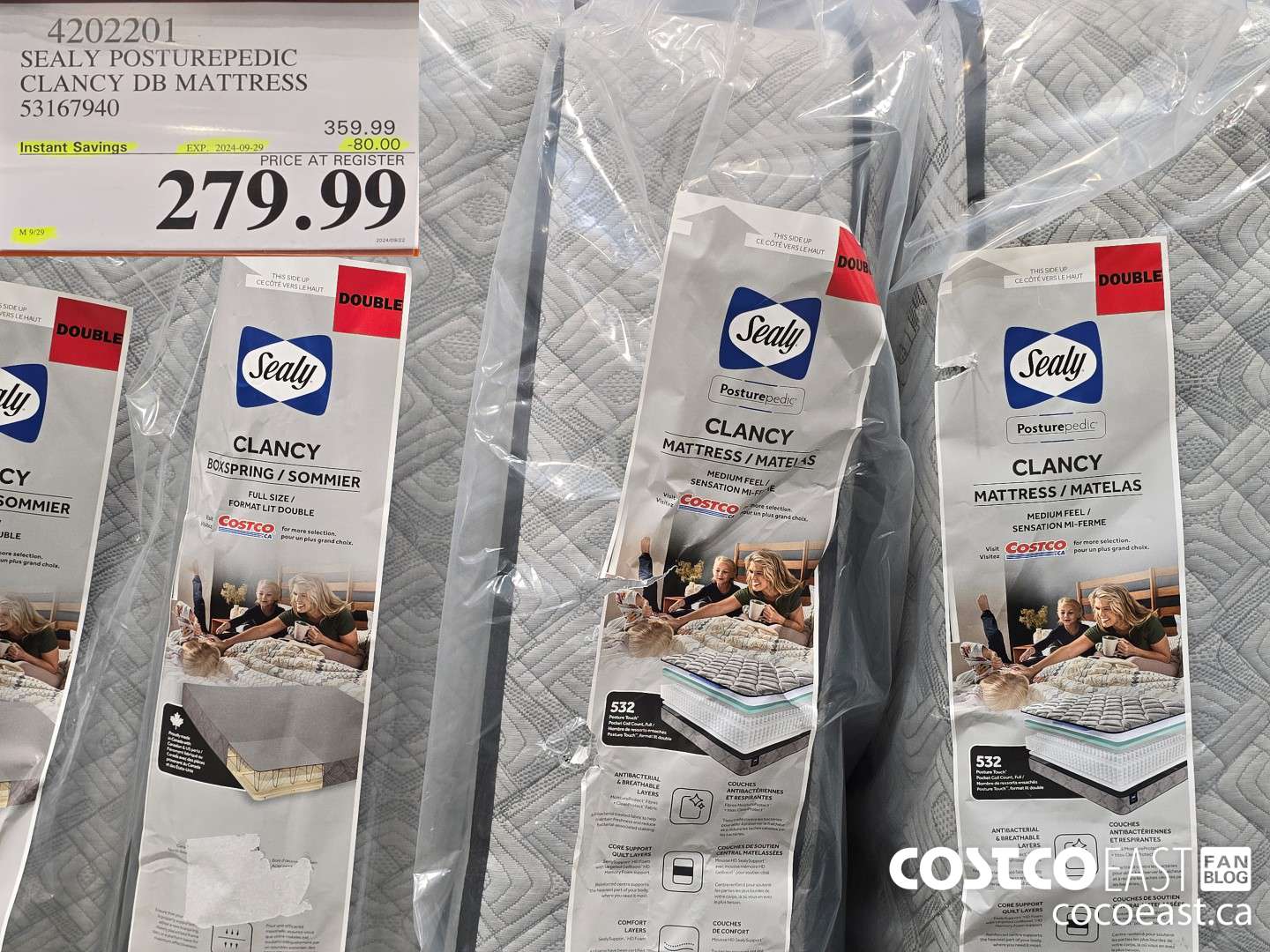 4202201 SEALY POSTUREPEDIC CLANCY DB MATTRESS 53167940 ($80.00 INSTANT SAVINGS EXPIRES ON 2024-09-29) $279.99