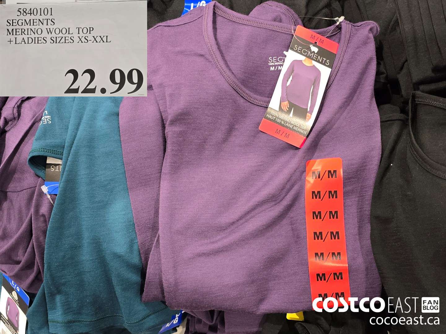 5840101 SEGMENTS MERINO WOOL TOP +LADIES SIZES XS-XXL $22.99