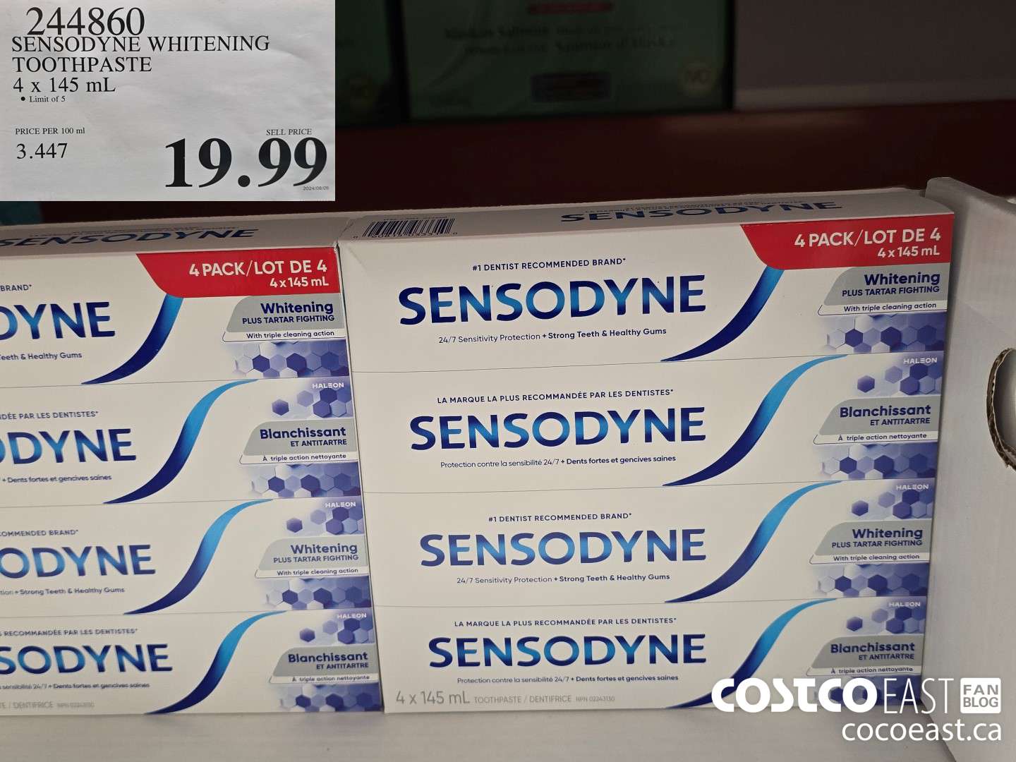244860 SENSODYNE WHITENING TOOTHPASTE 4 X 145 ML $19.99