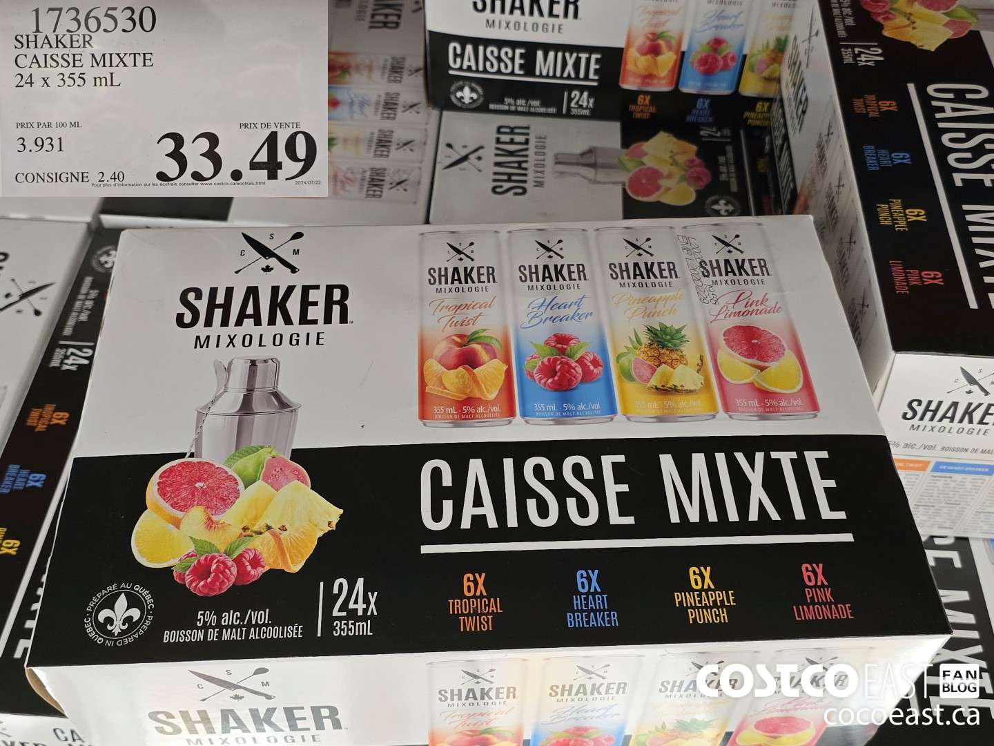 1736530 SHAKER CAISSE MIXTE 24 x 355 mL $33.49