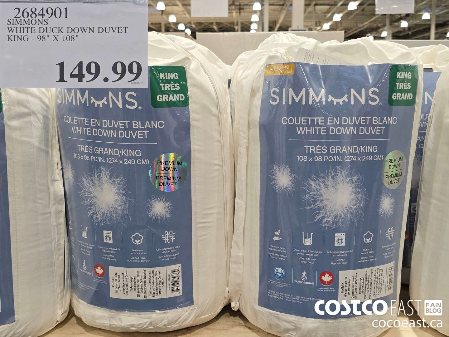 2684901 SIMMONS WHITE DUCK DOWN DUVET KING - 98