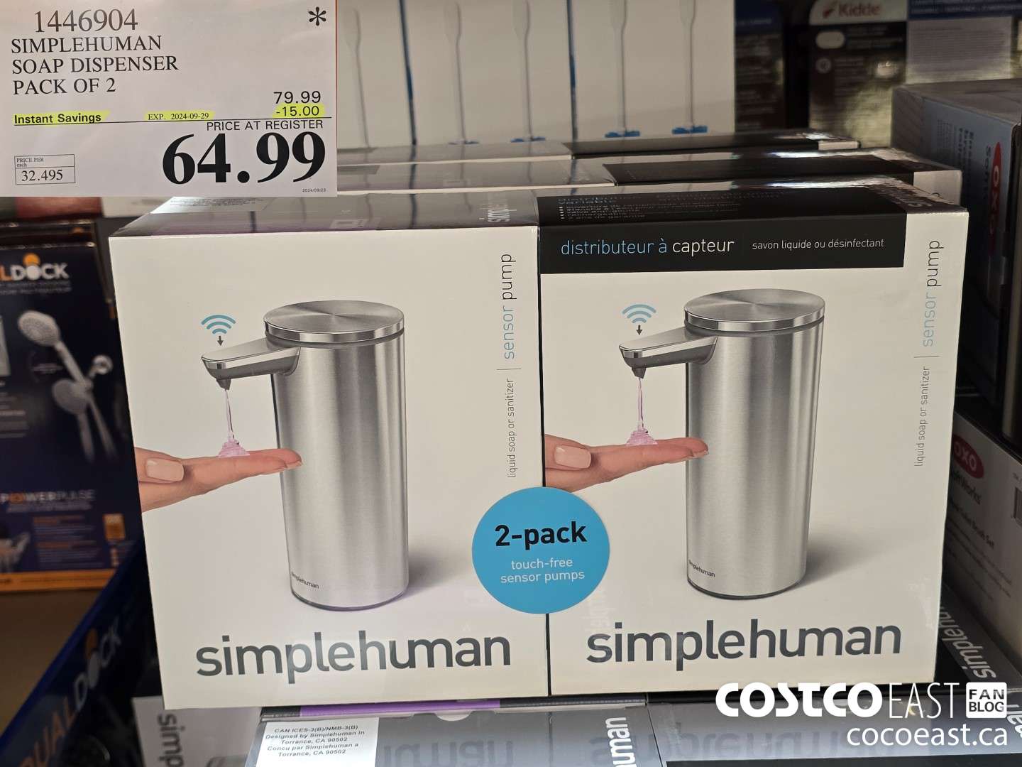 1446904 SIMPLEHUMAN SOAP DISPENSER PACK OF 2 ($15.00 INSTANT SAVINGS EXPIRES ON 2024-09-29) $64.99