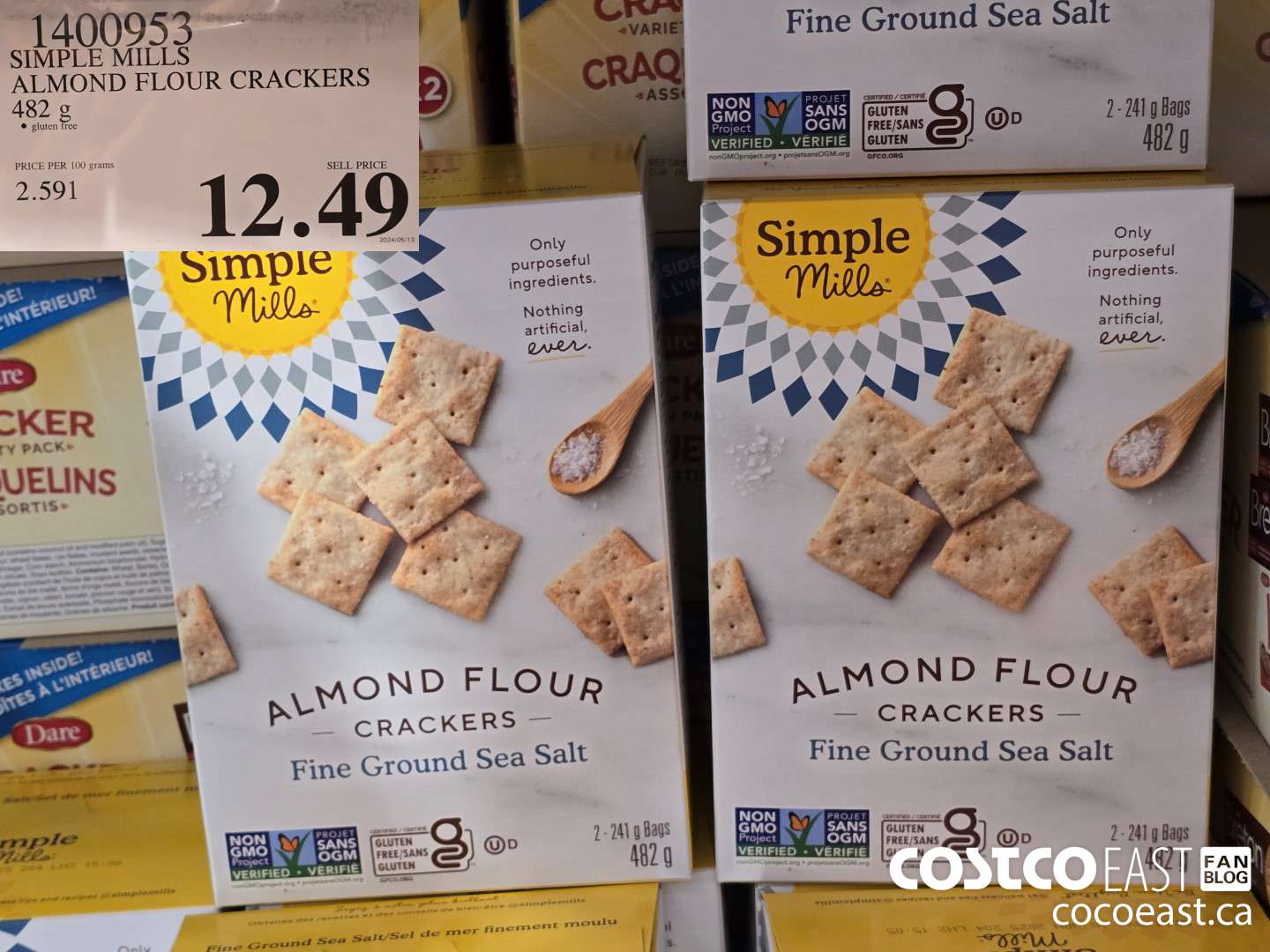 1400953 SIMPLE MILLS ALMOND FLOUR CRACKERS 482 G $12.49