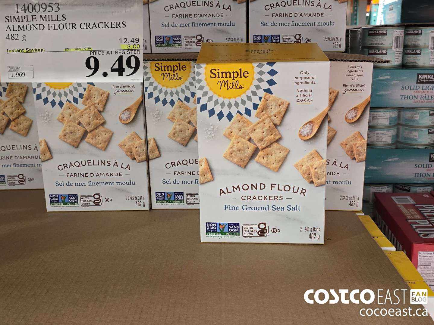 1400953 SIMPLE MILLS ALMOND FLOUR CRACKERS 482 G ($3.00 INSTANT SAVINGS EXPIRES ON 2024-09-29) $9.49