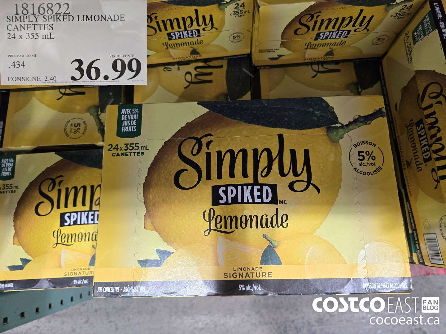 1816822 SIMPLY SPIKED LIMONADE CANETTES 24 X 355 mL $36.99