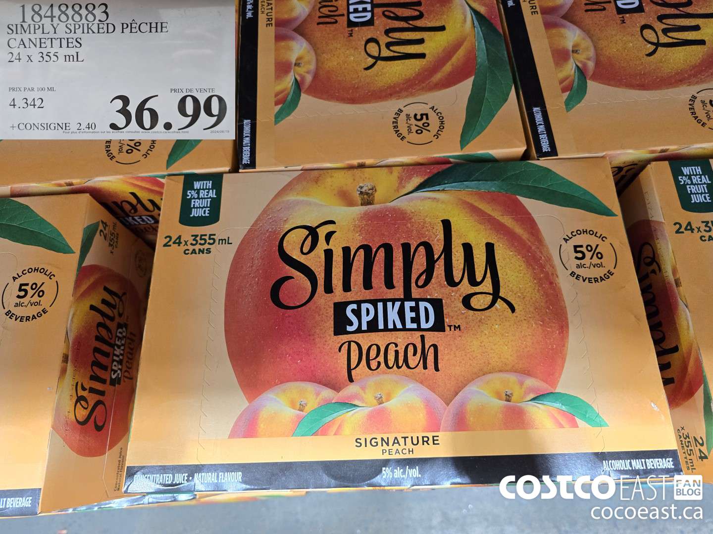 1848883 SIMPLY SPIKED PECHE CANETTES 24 X 355 ML $36.99