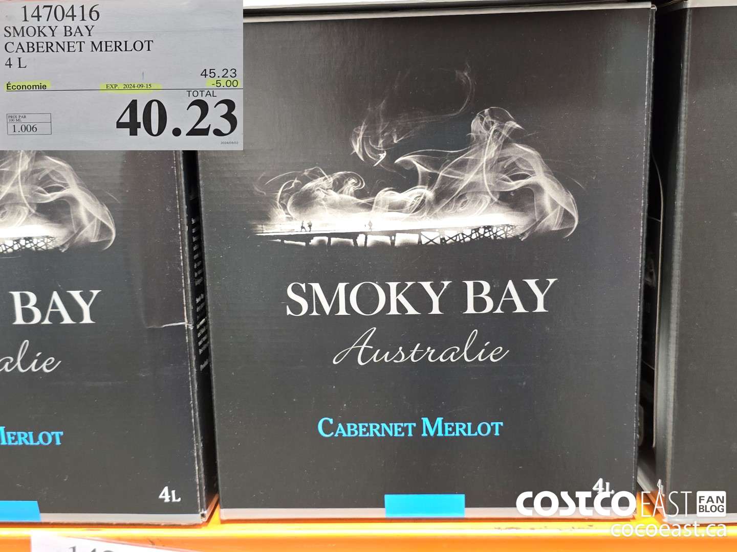 1470416 SMOKY BAY CABERNET MERLOT 4 L ($5.00 INSTANT SAVINGS EXPIRES ON 2024-09-15) $40.23