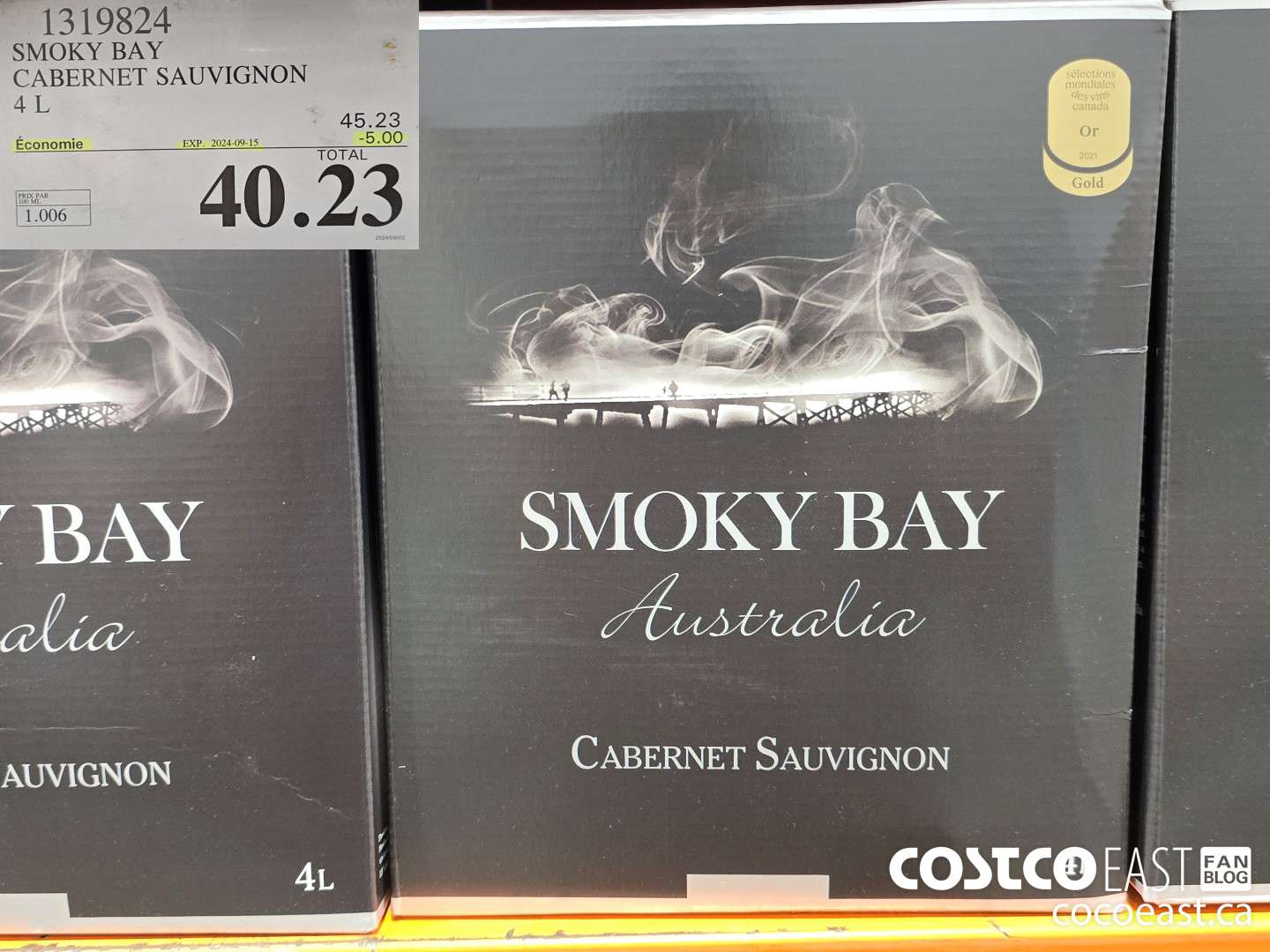 1319824 SMOKY BAY CABERNET SAUVIGNON 4L ($5.00 INSTANT SAVINGS EXPIRES ON 2024-09-15) $40.23