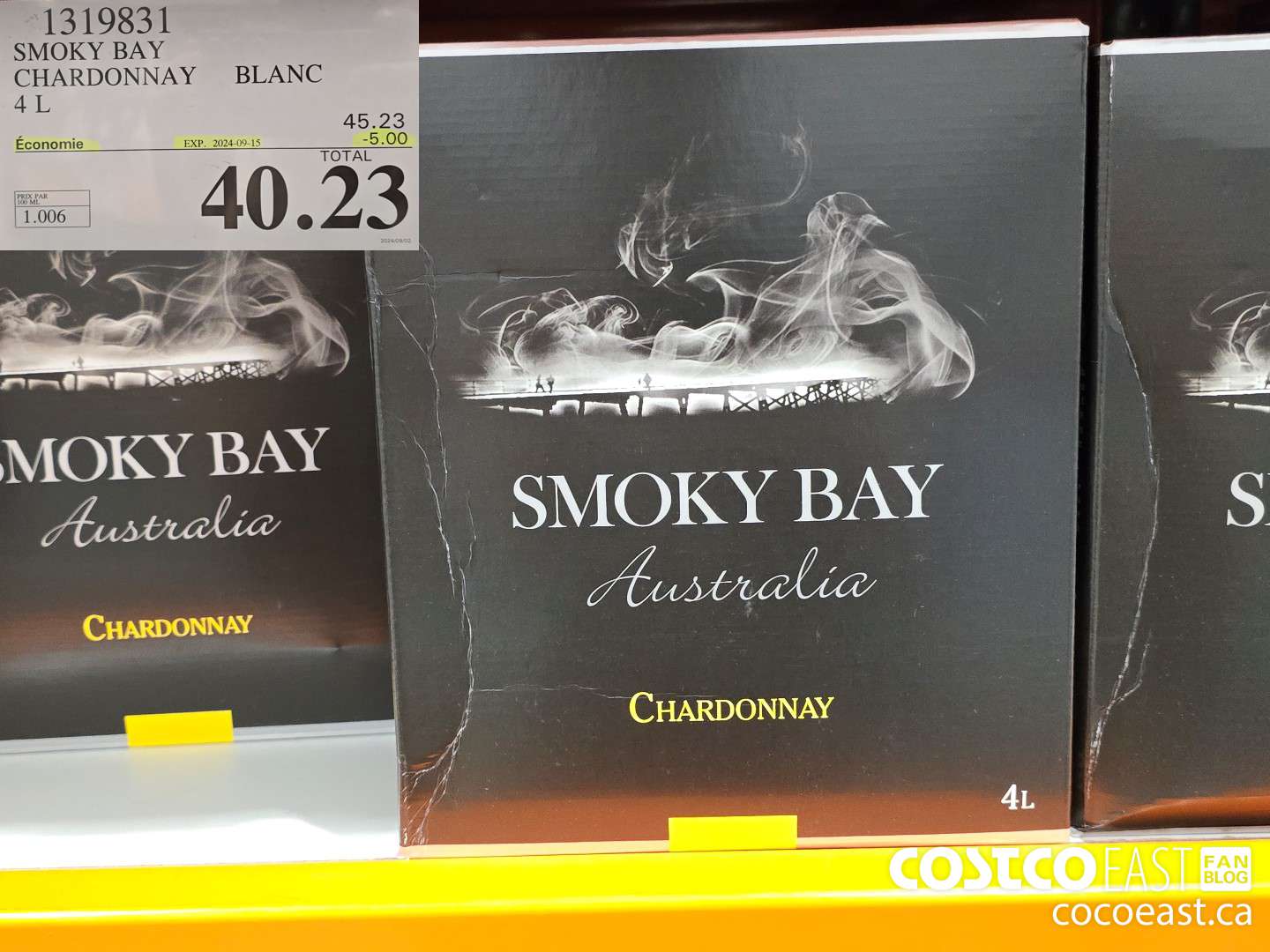 1319831 SMOKY BAY CHARDONNAY BLANC 4L ($5.00 INSTANT SAVINGS EXPIRES ON 2024-09-15) $40.23