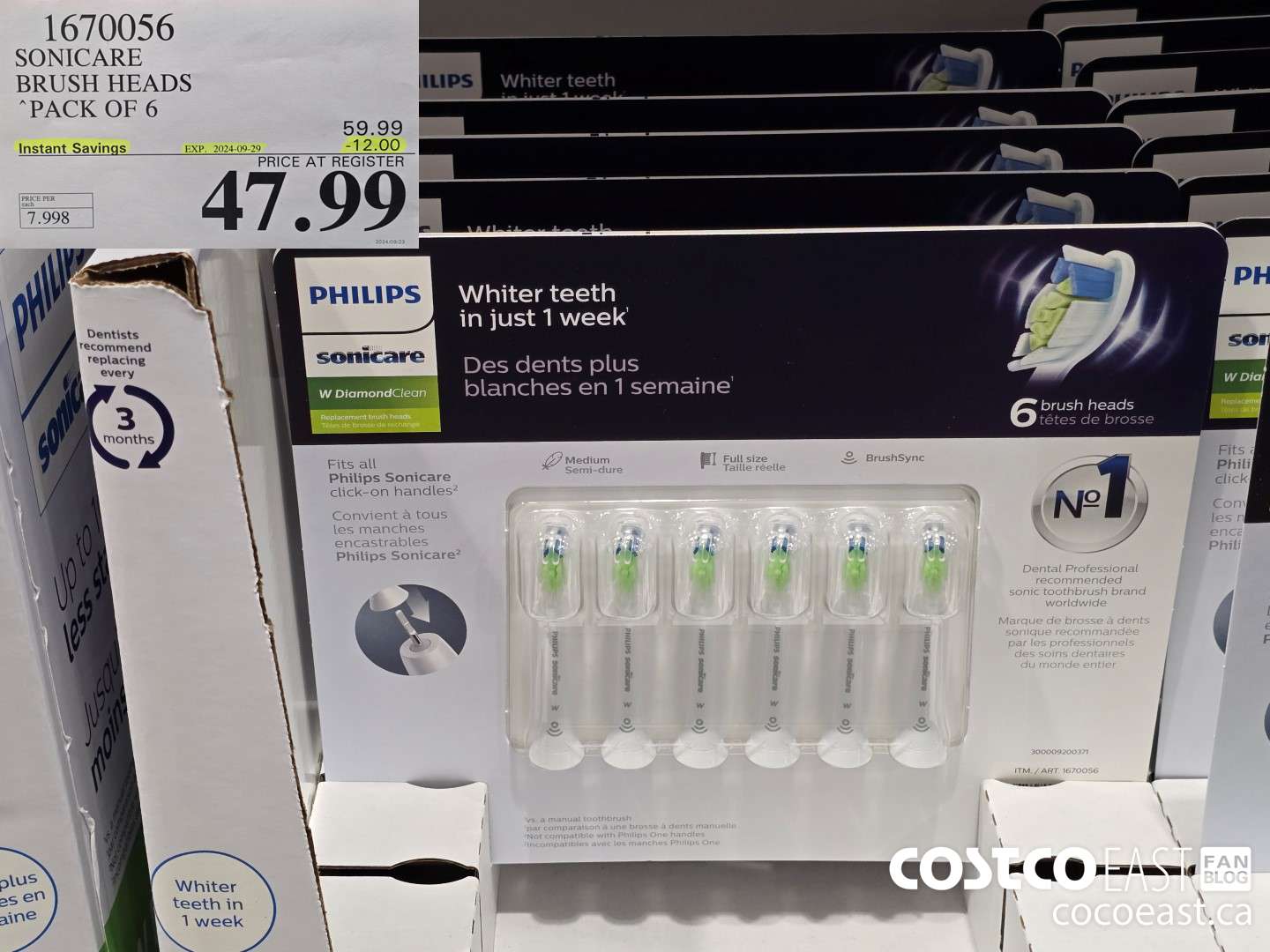 1670056 SONICARE BRUSH HEADS PACK OF 6 ($12.00 INSTANT SAVINGS EXPIRES ON 2024-09-29) $47.99