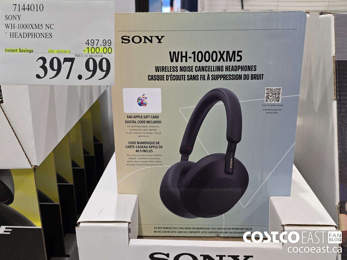 7144010 SONY WH-1000XM5 NC HEADPHONES ($100.00 INSTANT SAVINGS EXPIRES ON 2024-09-15) $397.99