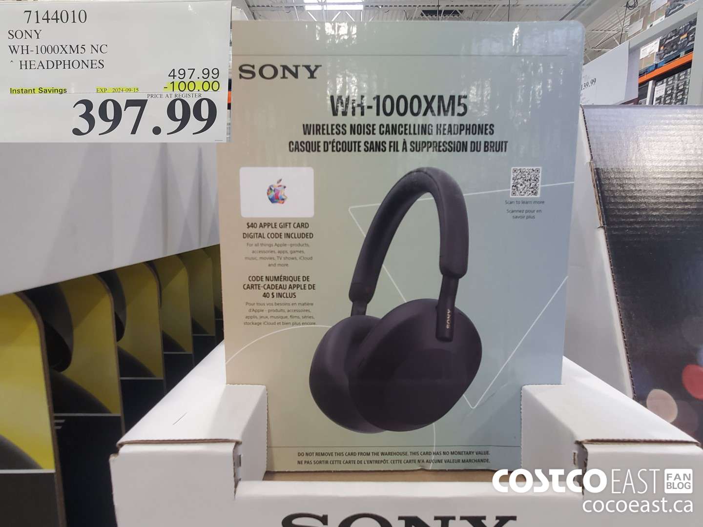 7144010 SONY WH-1000XM5 NC HEADPHONES ($100.00 INSTANT SAVINGS EXPIRES ON 2024-09-15) $397.99