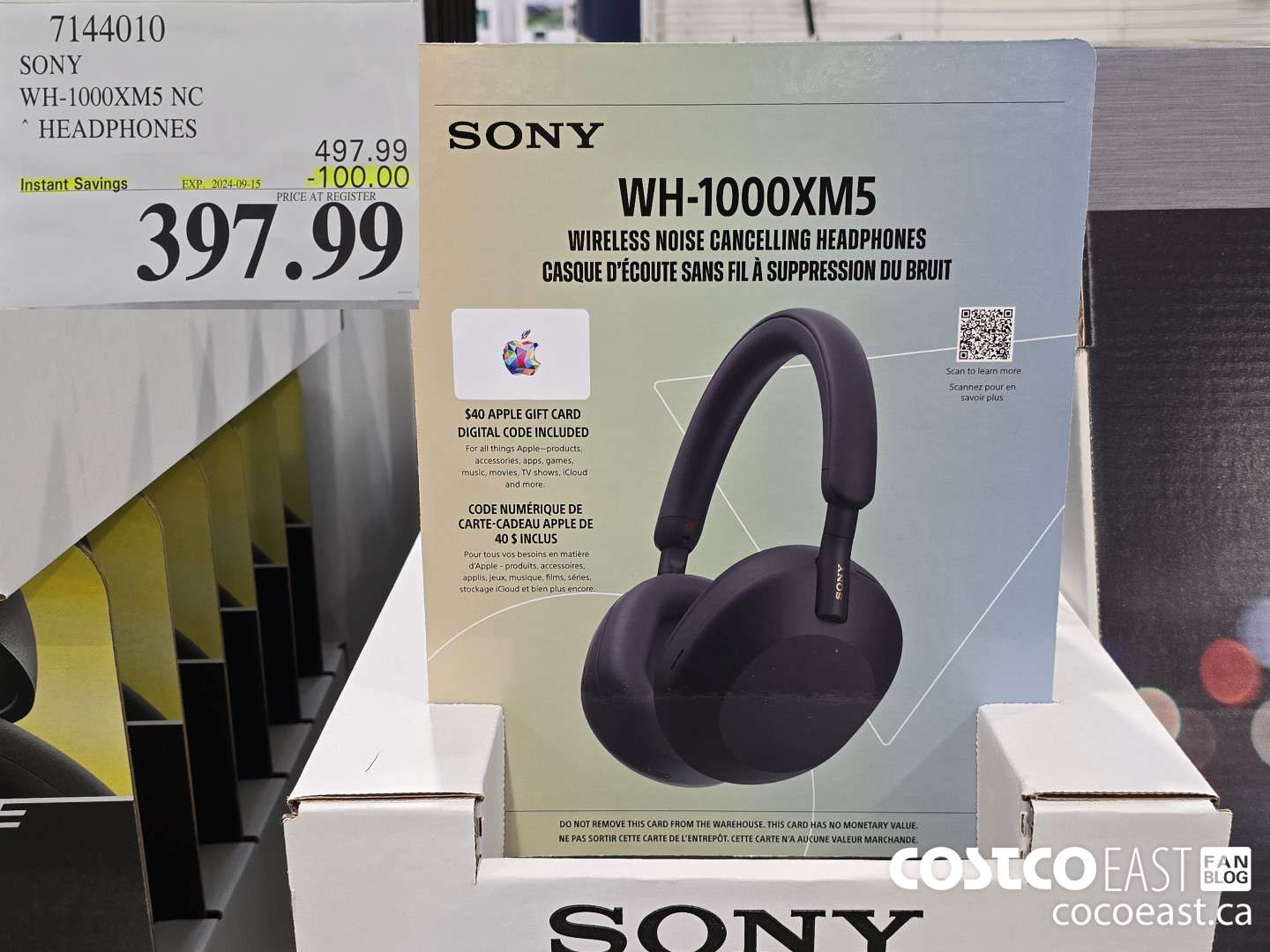 7144010 SONY WH-1000XM5 NC HEADPHONES ($100.00 INSTANT SAVINGS EXPIRES ON 2024-09-15) $397.99