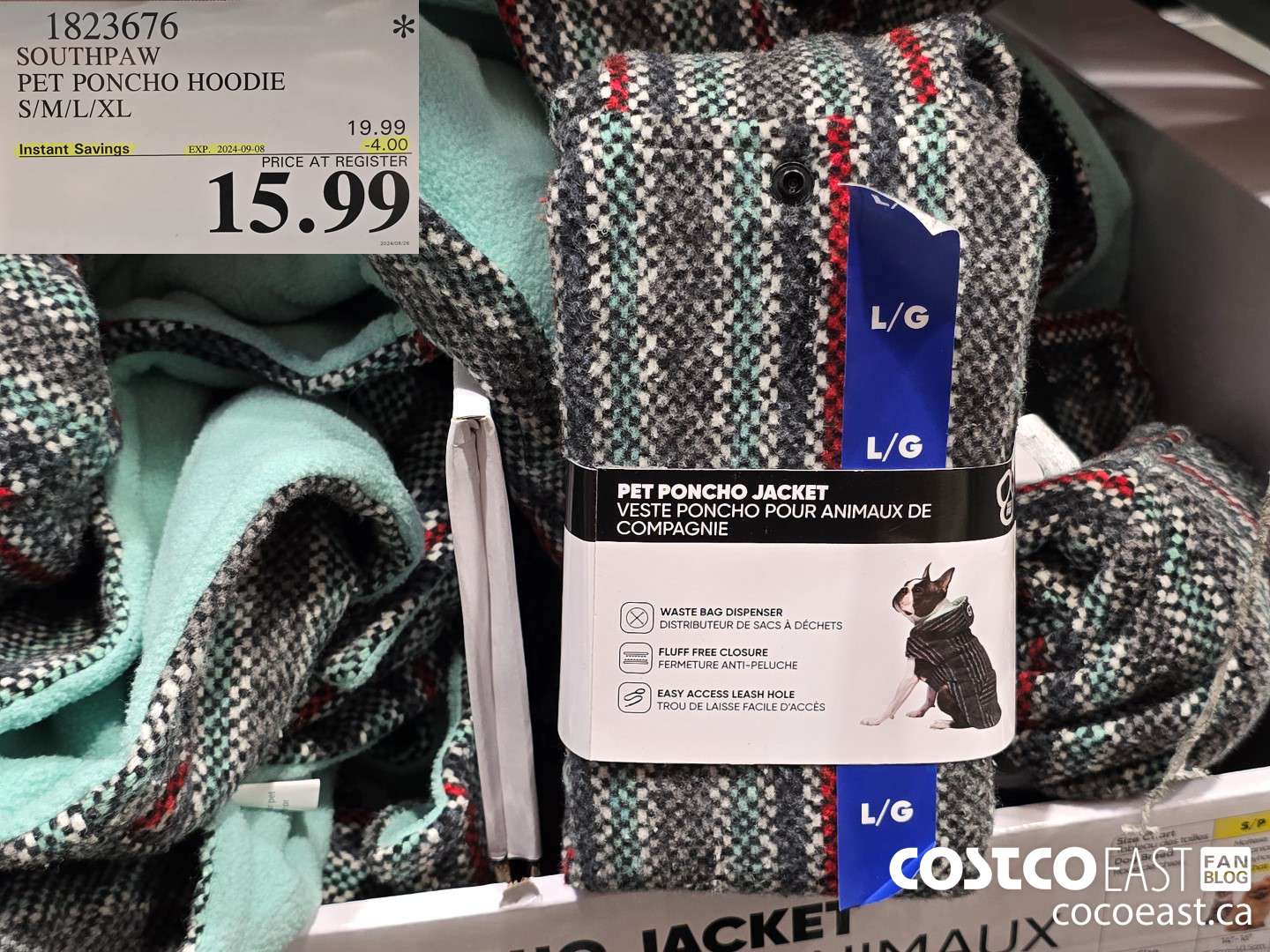 1823676 SOUTHPAW PET PONCHO HOODIE S/M/L/XL ($4.00 INSTANT SAVINGS EXPIRES ON 2024-09-08) $15.99