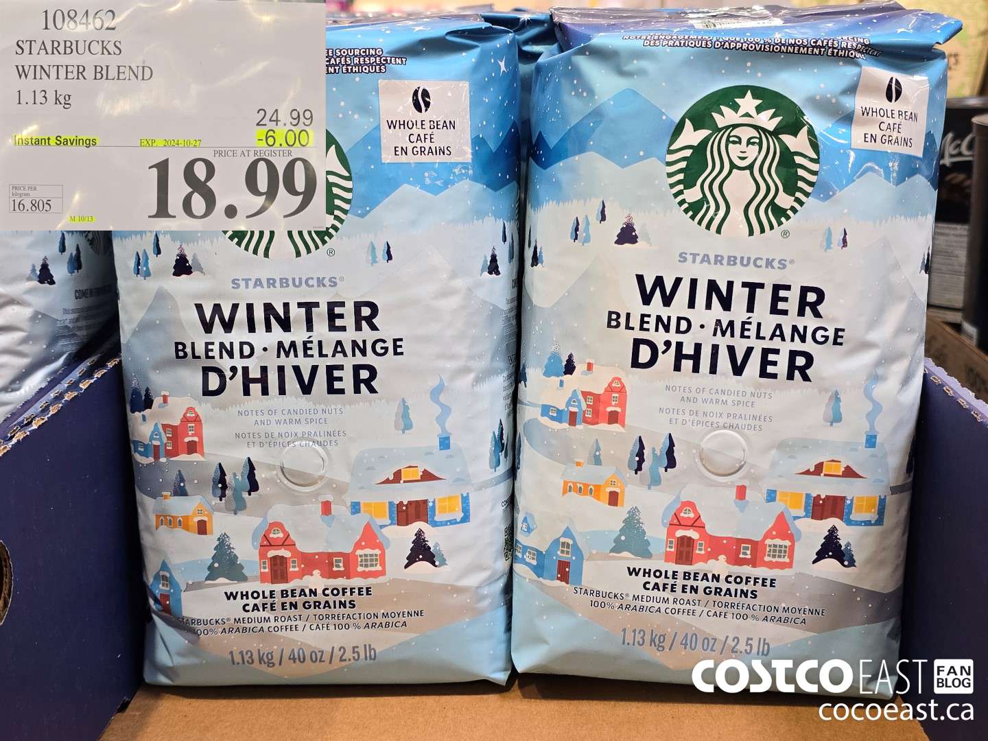 108462 STARBUCKS WINTER BLEND 1.13 KG ($6.00 INSTANT SAVINGS EXPIRES ON 2024-10-27) $18.99