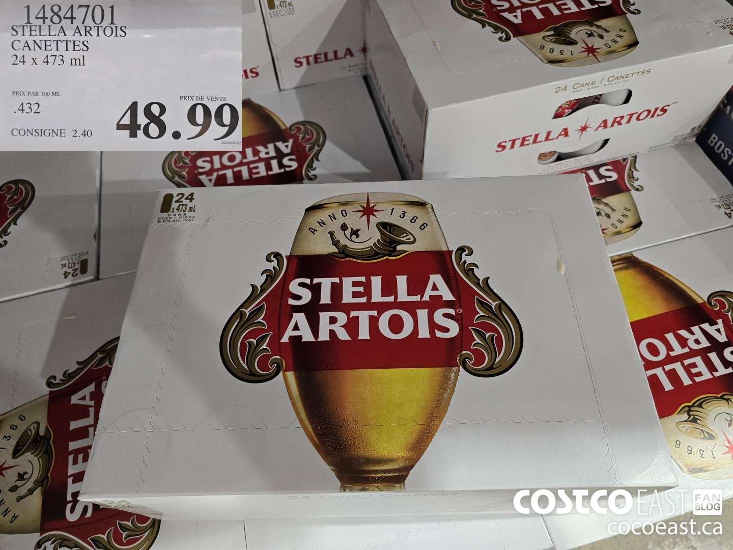 1484701 STELLA ARTOIS CANETTES 24 x 473 ml $48.99