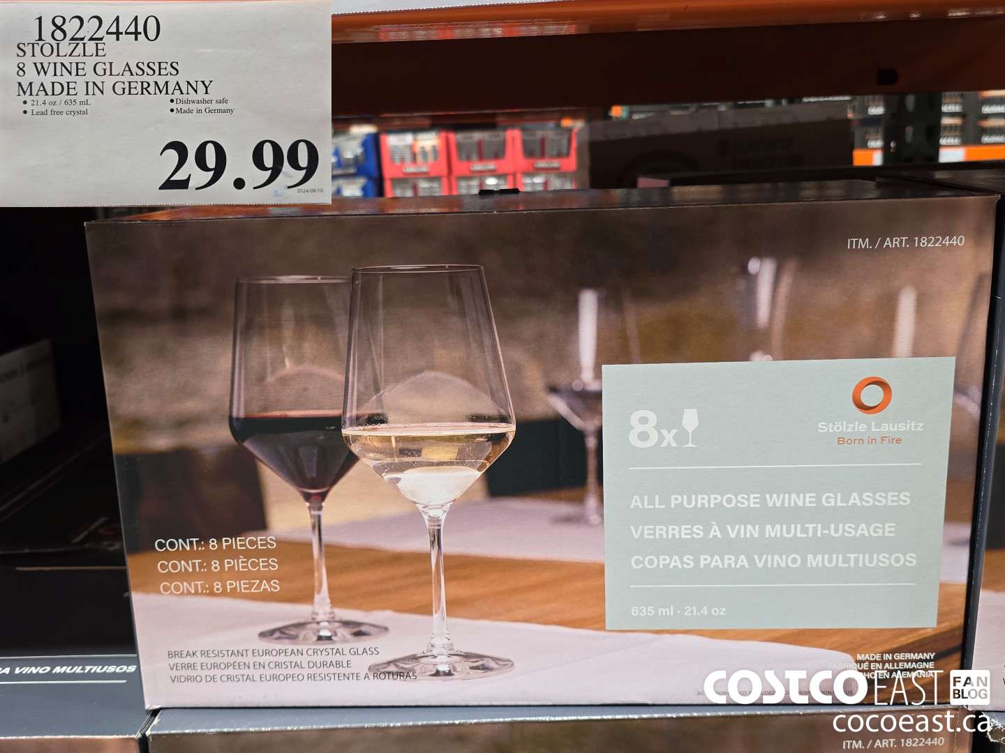 1822440 STOLZLE 8 WINE GLASSES MADE IN GERMANY $29.99