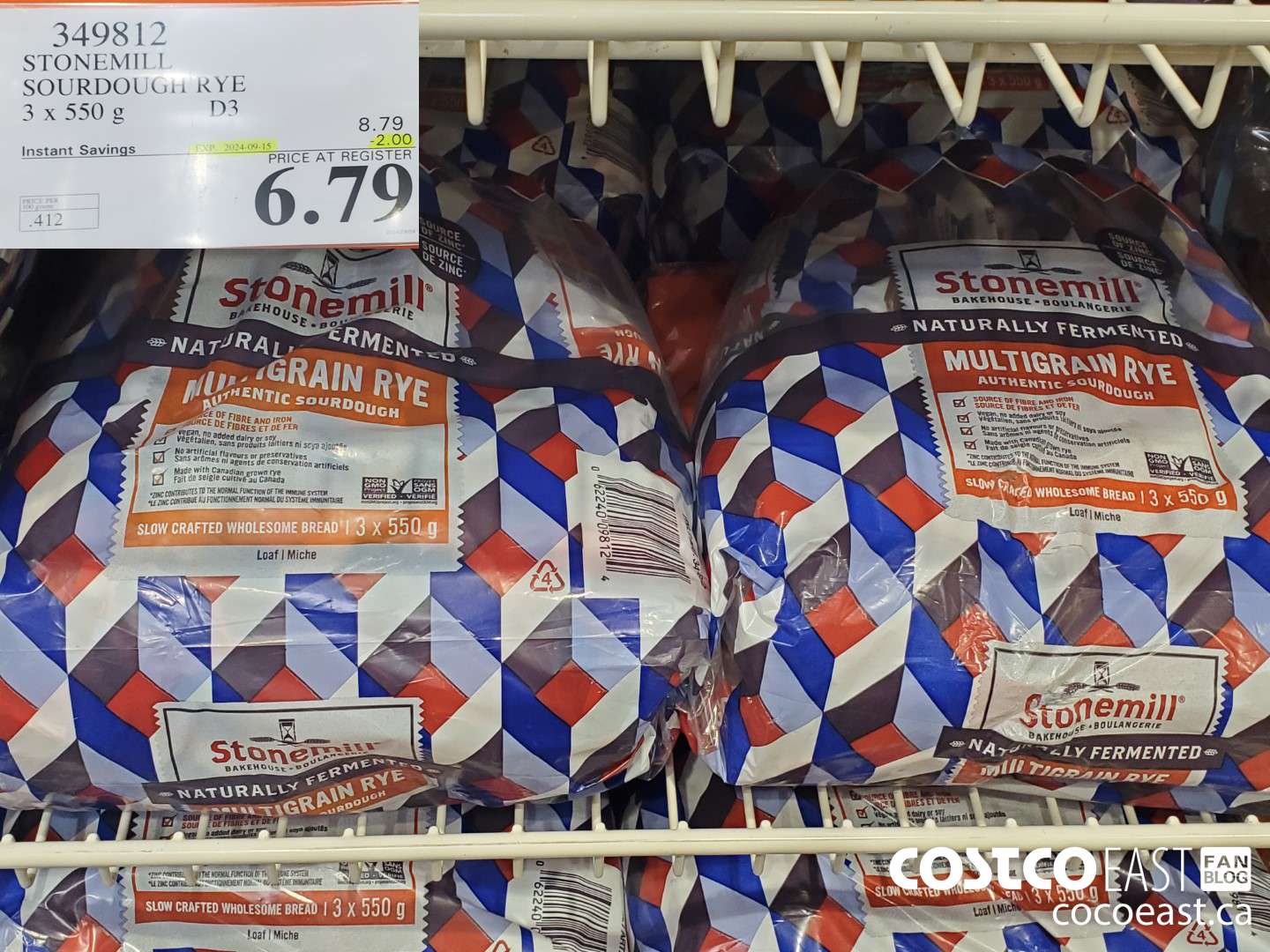 349812 STONEMILL SOURDOUGH RYE 3 X 550 G ($2.00 INSTANT SAVINGS EXPIRES ON 2024-09-15) $6.79