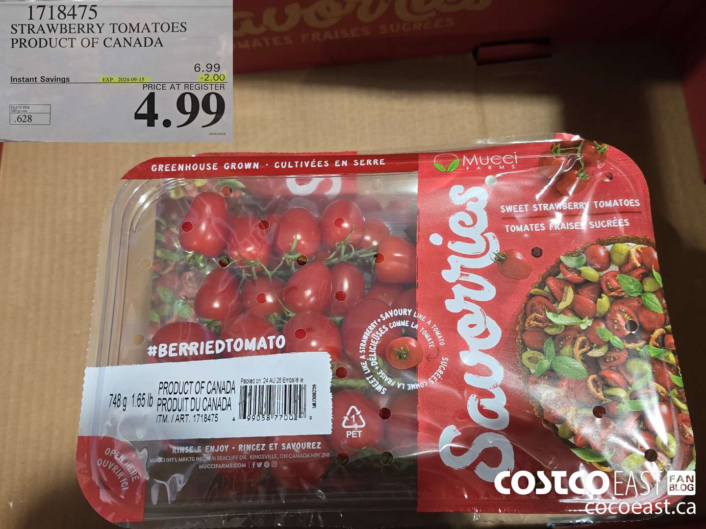 1718475 STRAWBERRY TOMATOES PRODUCT OF CANADA ($2.00 INSTANT SAVINGS EXPIRES ON 2024-09-15) $4.99