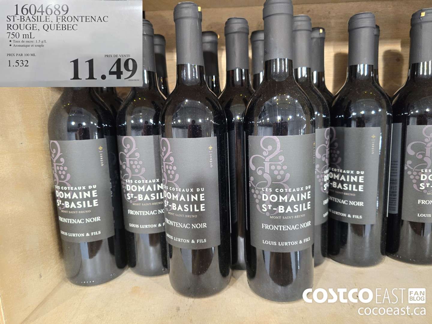 1604689 ST BASILE, FRONTENC ROUGE, QUEBEC 750 ML $11.49