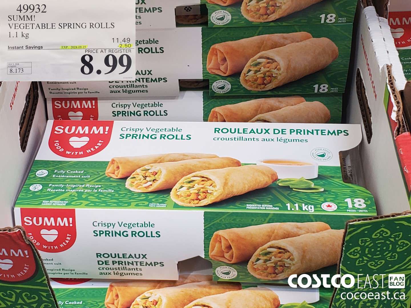 49932 SUMM! VEGETABLE SPRING ROLLS 1.1KG ($2.50 INSTANT SAVINGS EXPIRES ON 2024-05-05) $8.99