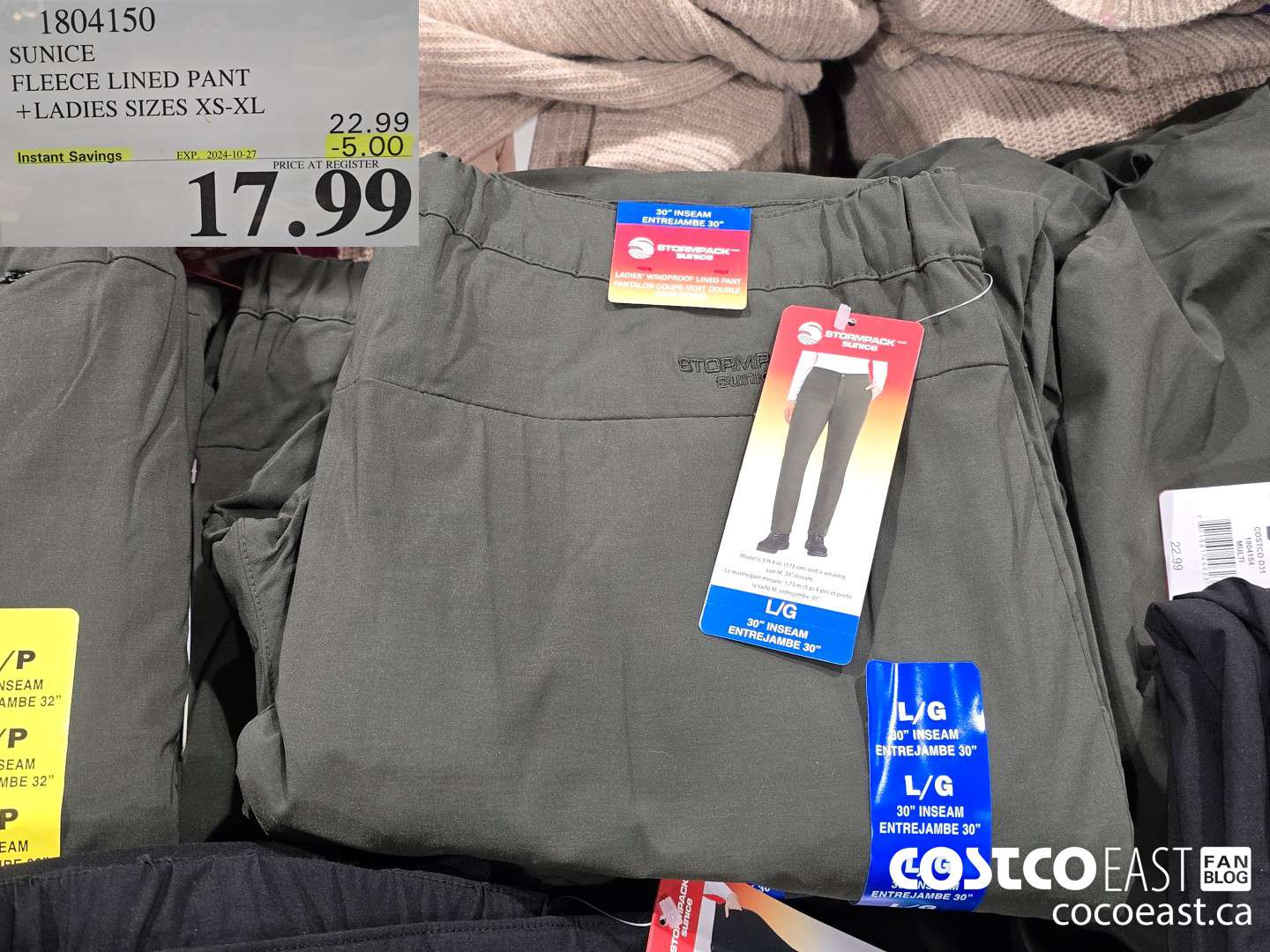 1804150 SUNICE FLEECE LINED PANT +LADIES SIZES XS-XL ($5.00 INSTANT SAVINGS EXPIRES ON 2024-10-27) $17.99
