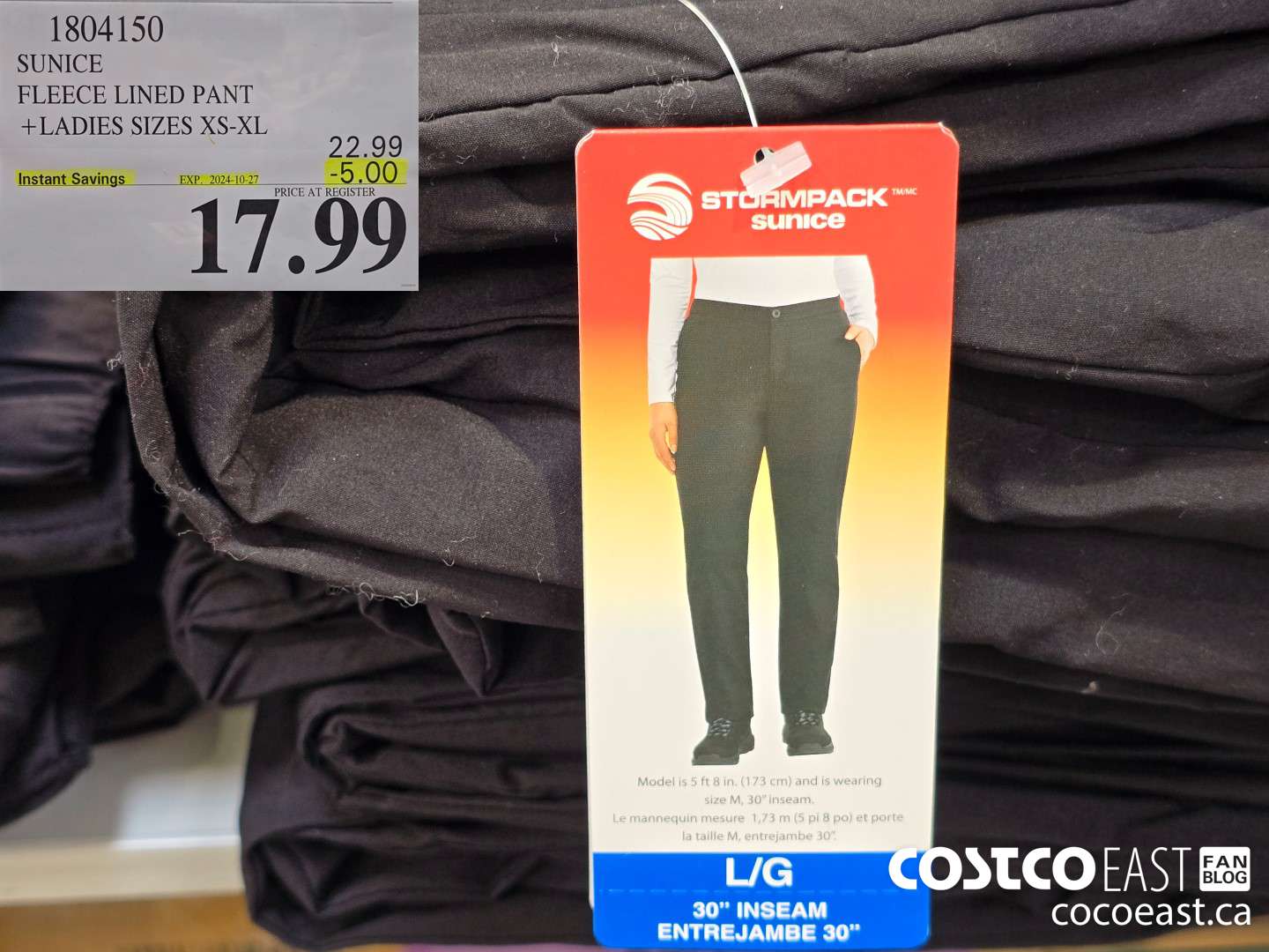 1804150 SUNICE FLEECE LINED PANT +LADIES SIZES XS-XL ($5.00 INSTANT SAVINGS EXPIRES ON 2024-10-27) $17.99
