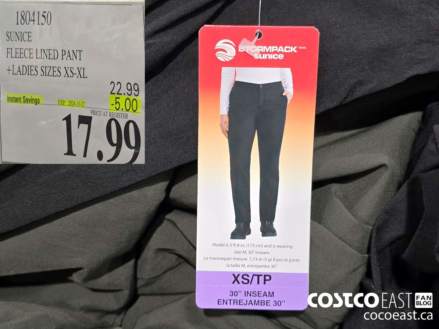 1304150 SUNICE FLEECE LINED PANT +LADIES SIZES XS-X ($5.00 INSTANT SAVINGS EXPIRES ON 2024-10-27) $17.99