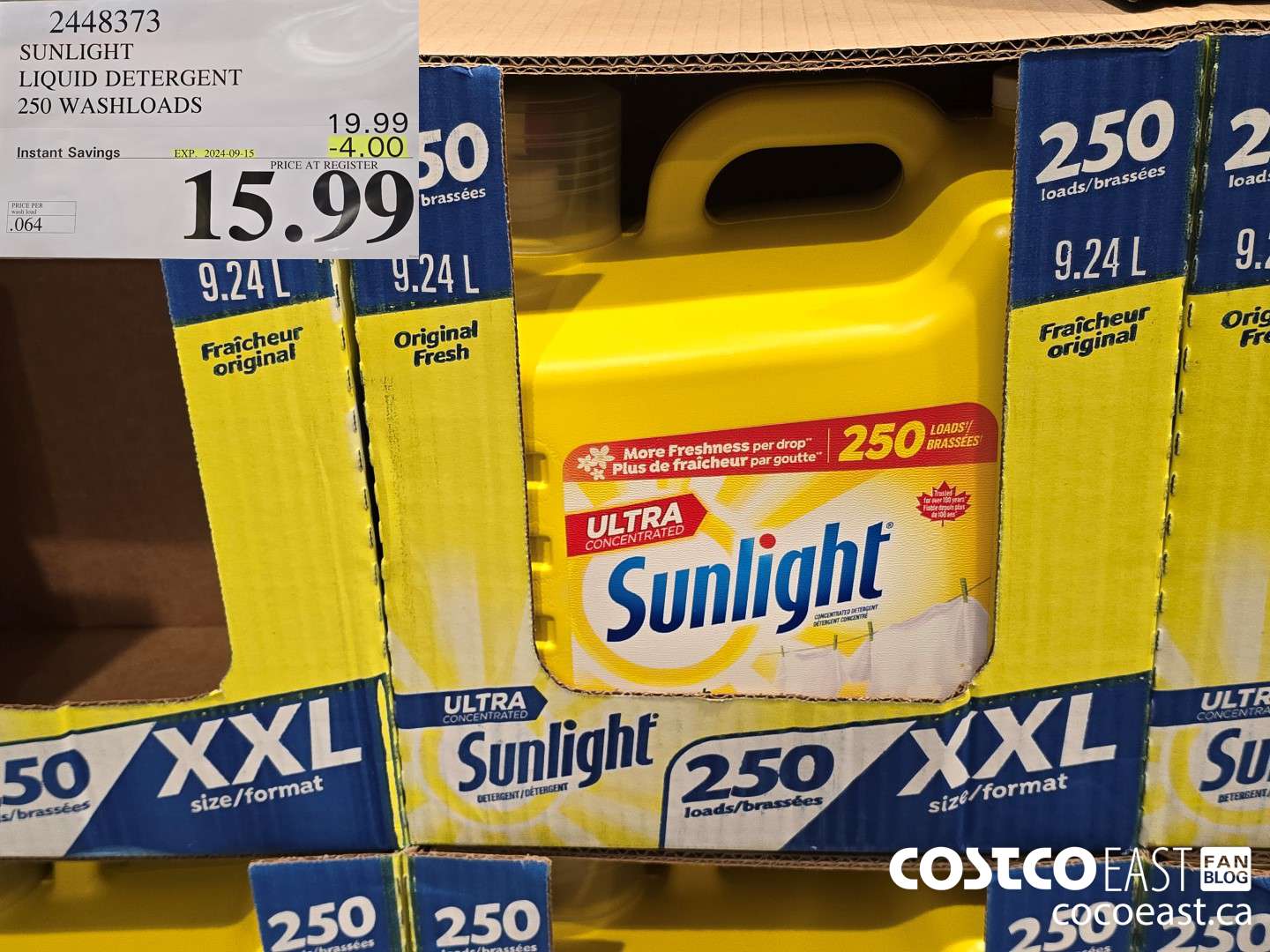 2448373 SUNLIGHT LIQUID DETERGENT 250 wash loads ($4.00 INSTANT SAVINGS EXPIRES ON 2024-09-15) $15.99