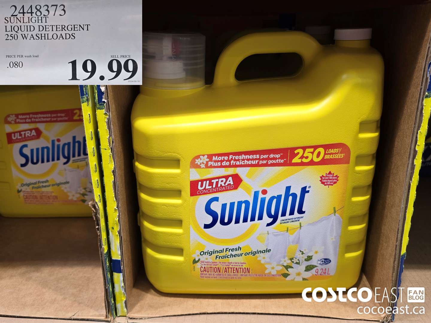 2448373 SUNLIGHT LIQUID DETERGENT 250 wash loads $19.99
