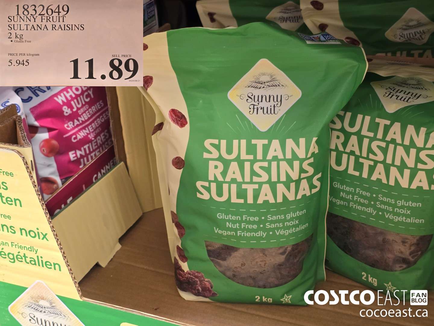 1832649 SUNNY FRUIT SULTANA RAISINS 2 kg $11.89