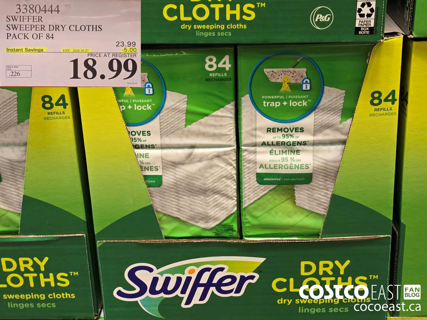 3380444 SWIFFER SWEEPER DRY CLOTHS PACK OF 84 ($5.00 INSTANT SAVINGS EXPIRES ON 2024-10-27) $18.99