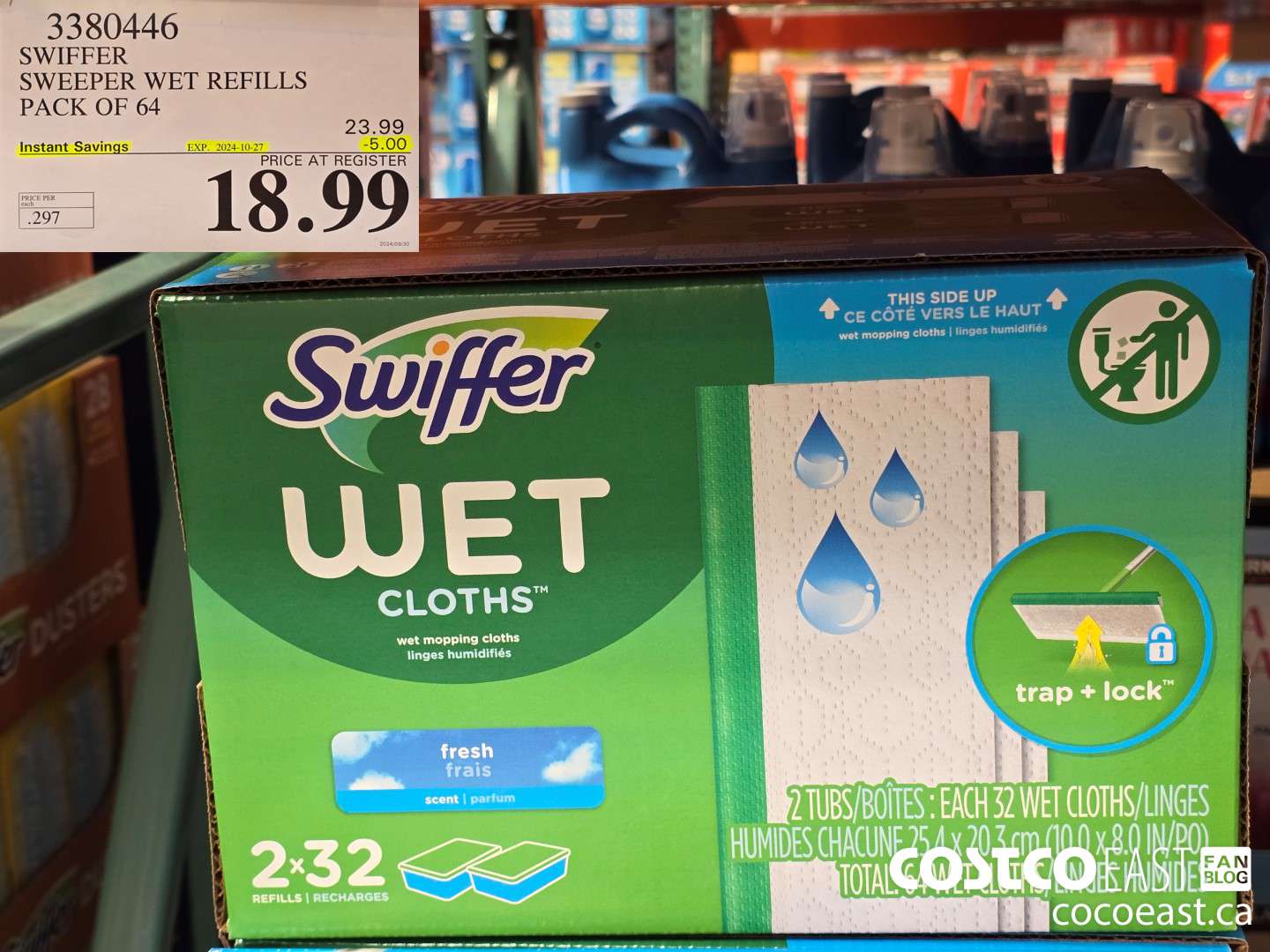 3380446 SWIFFER SWEEPER WET REFILLS PACK OF 64 ($5.00 INSTANT SAVINGS EXPIRES ON 2024-10-27) $18.99