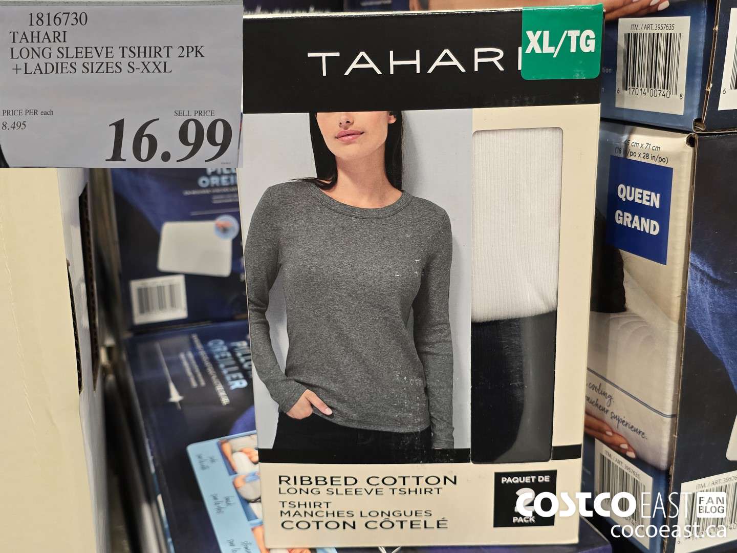 1816730 TAHARI LONG SLEEVE TSHIRT 2PK + LADIES SIZES S-XXL $16.99