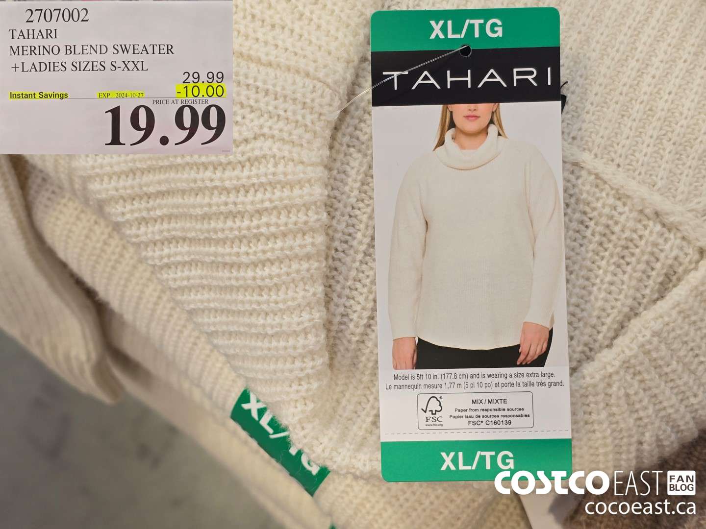 2707002 TAHARI MERINO BLEND SWEATER + LADIES SIZES S-XXL ($10.00 INSTANT SAVINGS EXPIRES ON 2024-10-27) $19.99