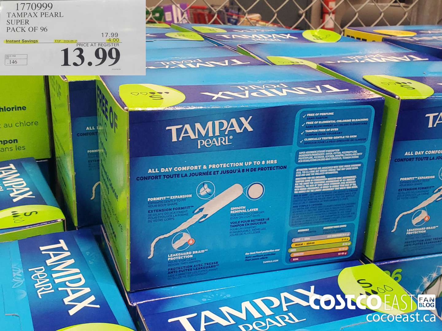 1770999 TAMPAX PEARL SUPER PACK OF 96  ($4.00 INSTANT SAVINGS EXPIRES ON 2024-09-15) $13.99