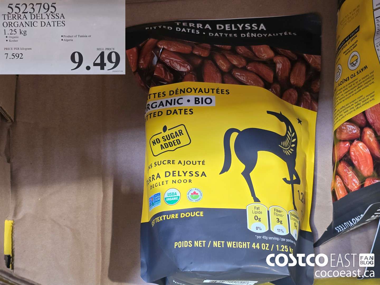 5523795 TERRA DELYSSA ORGANIC DATES 1.25 KG $9.49
