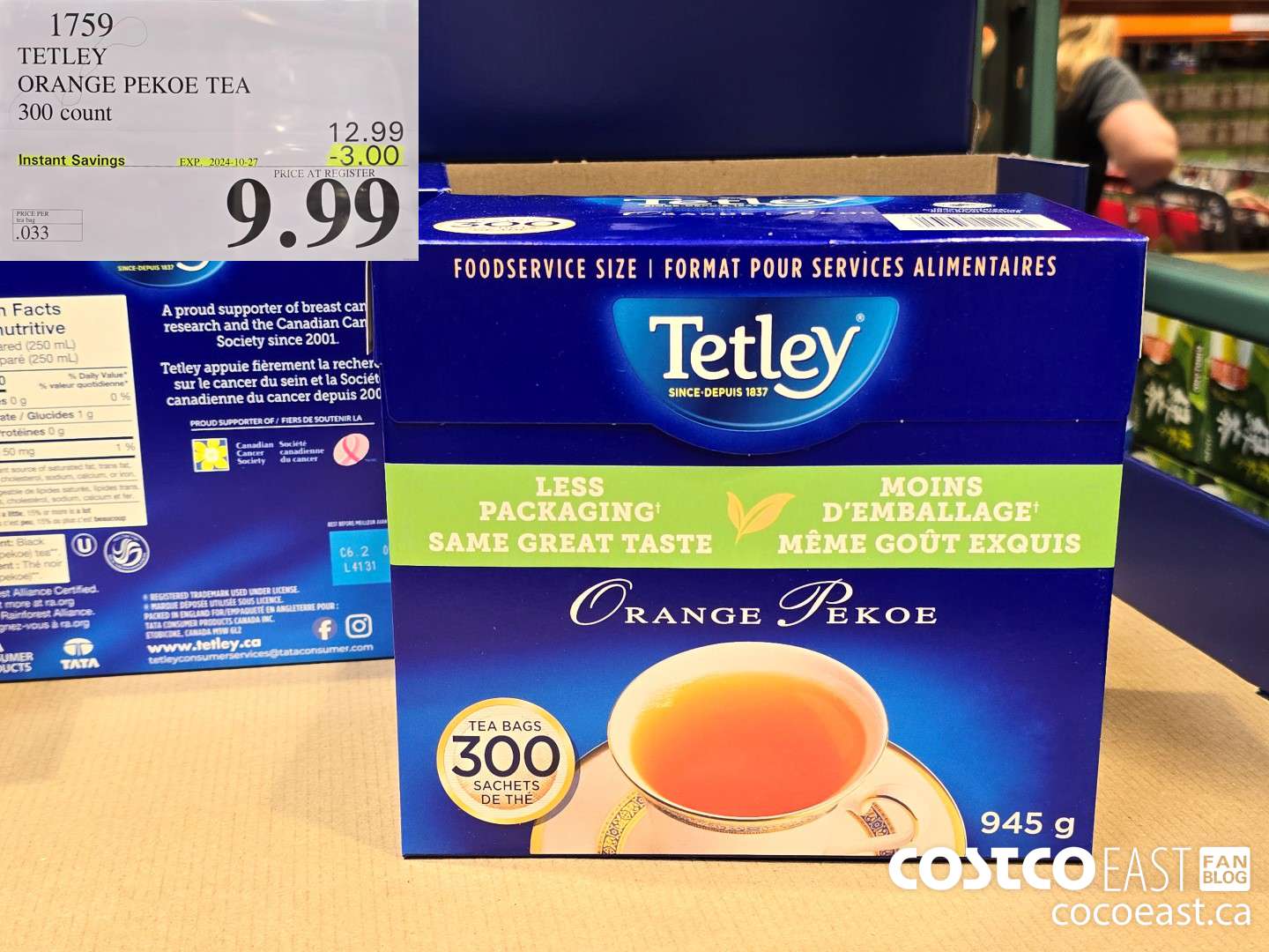 1759 TETLEY ORANGE PEKOE TEA 300 COUNT ($3.00 INSTANT SAVINGS EXPIRES ON 2024-10-27) $9.99